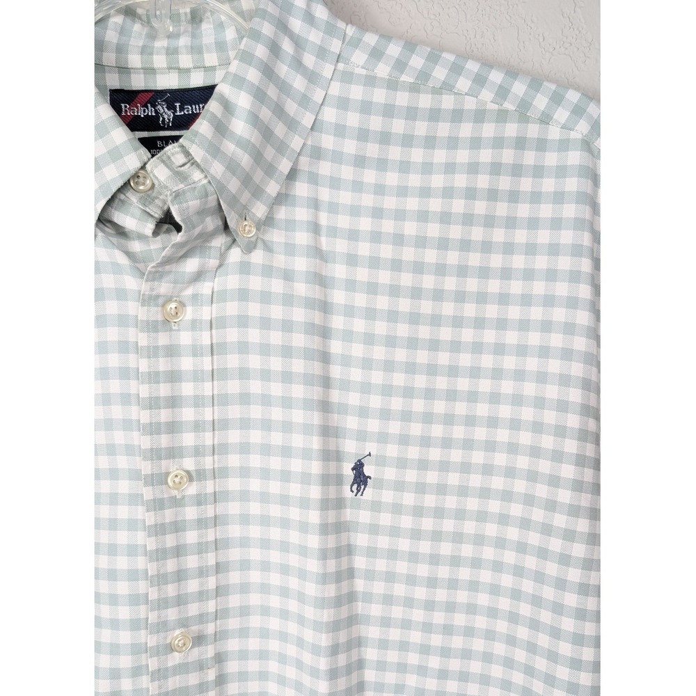 Ralph Lauren Button Down Shirt Men Large Green Gingham Blake Short Sleeve Y2K